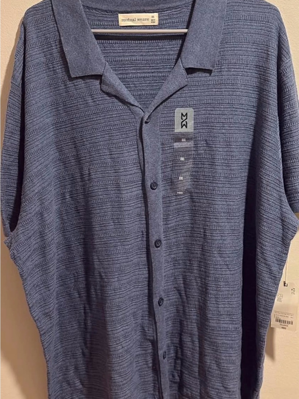 Mutual Weave Men's Blue Textured Button-Up Shirt Size XXL
